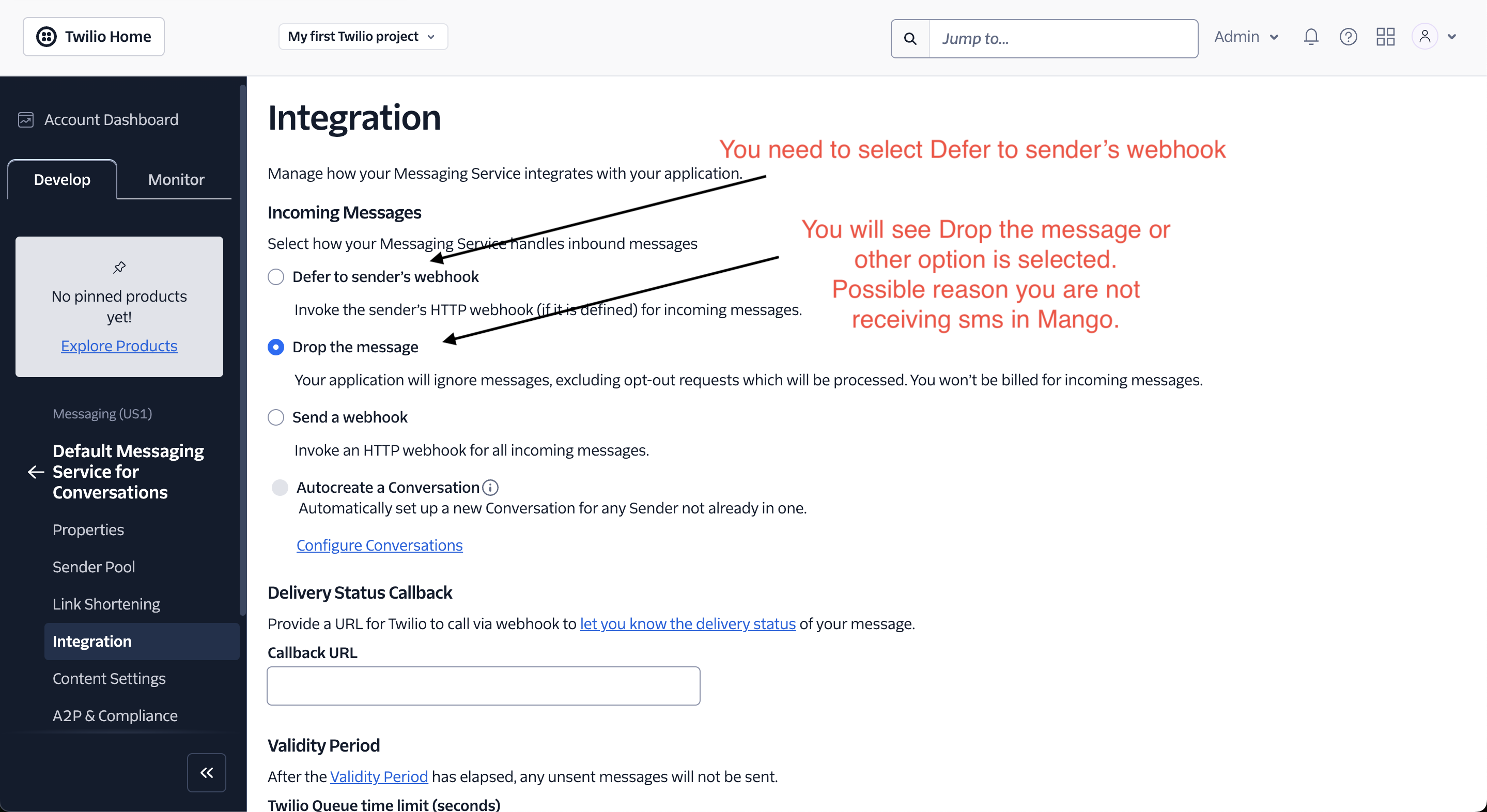 Message Handling Settings