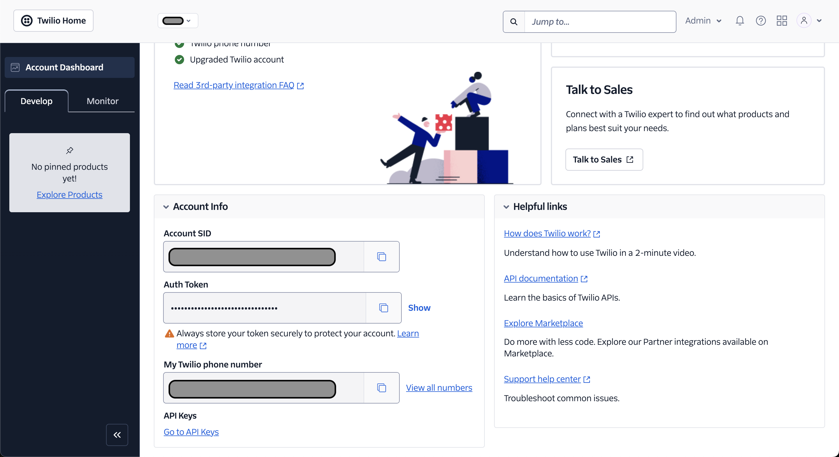 Account SID and Auth Token